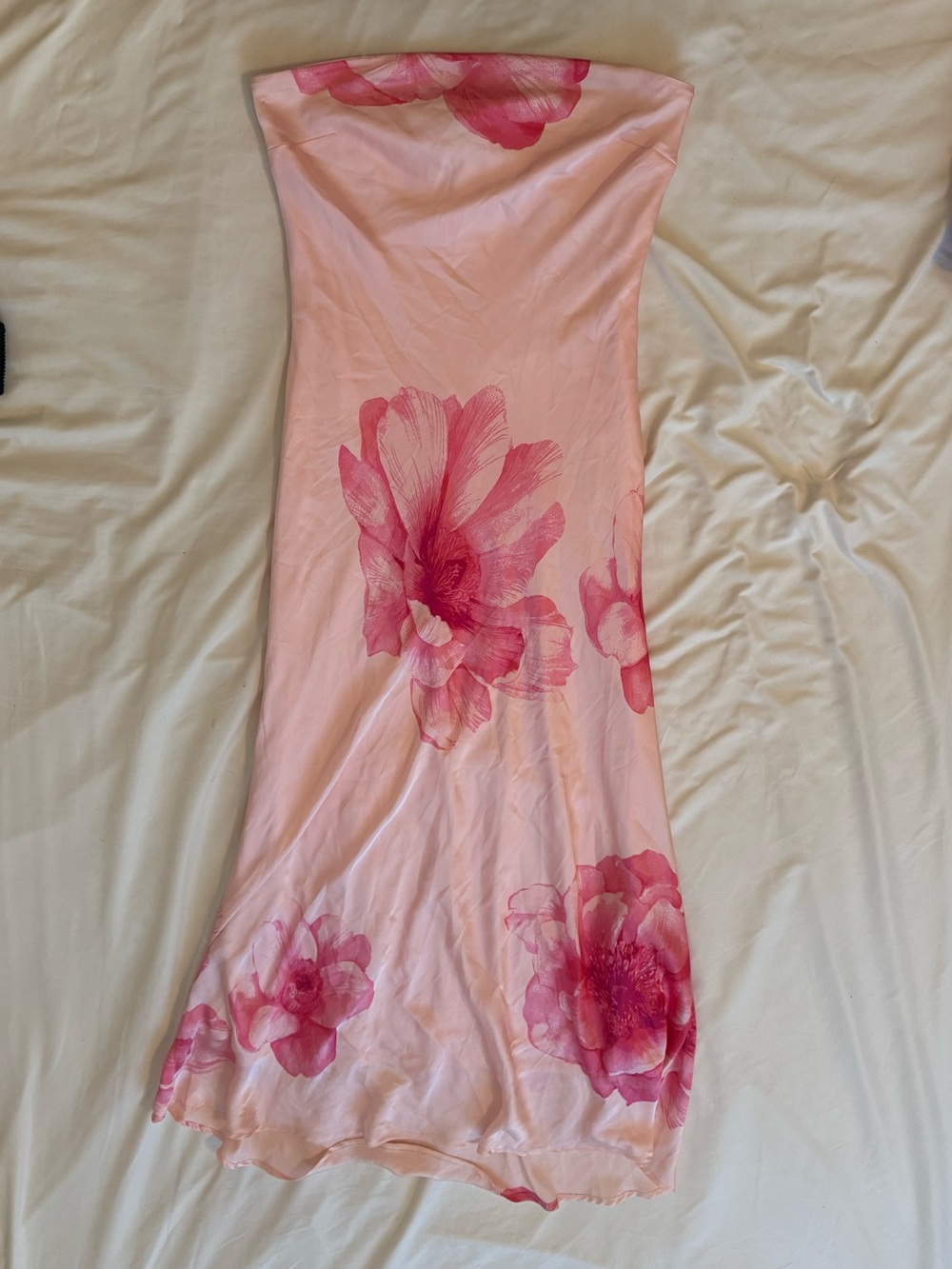 TRIXXI | Strapless Pink Floral Summer Vacation Maxi Dress | L - Picture 2 of 4